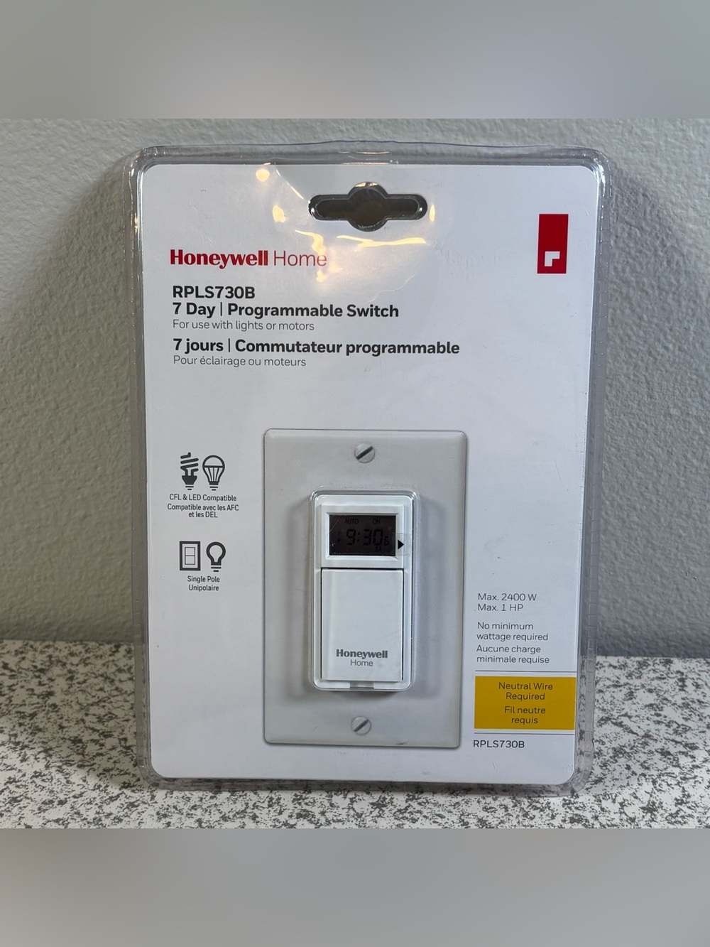 Honeywell Home 120-Volt 7-Day Programmable Light Switch Timer White RPLS730B New